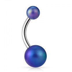 Piercing nombril UV 84 - Perle satinée bleue
