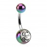 Piercing nombril UV 115 - Luisant noir avec strass transparent