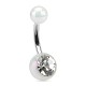 Piercing nombril UV 115 - Luisant blanc avec strass transparent