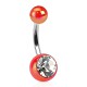 Piercing nombril UV 115 - Luisant rouge avec strass transparent