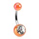 Piercing nombril UV 115 - Luisant orange avec strass transparent