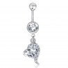 Piercing nombril coeur avec pendentif coeur cristal transparent (01)