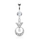 Piercing nombril cercle avec triangle orné de cristaux transparents