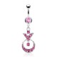 Piercing nombril cercle et triangle avec cristaux roses