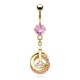 Piercing nombril plaqué-or 37 - Cercles avec cristaux roses