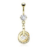 Piercing nombril plaqué-or 37 - Cercles avec cristaux transparents