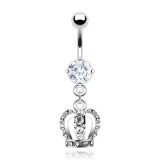 Piercing nombril couronne multiples cristaux transparents (D130)
