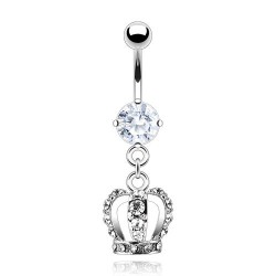 Piercing nombril couronne multiples cristaux transparents (D130)