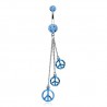 Piercing nombril chainettes avec motif peace and love bleu