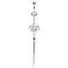 Piercing nombril couronne avec cristal transparent et chainettes (D167)