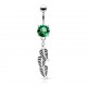 Piercing nombril cristal vert-pomme avec trois feuilles (D30)