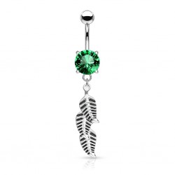 Piercing nombril cristal vert-pomme avec trois feuilles (D30)