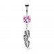 Piercing nombril cristal rose avec pendentif trois feuilles (D30)