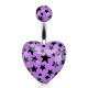 Piercing nombril UV 109 - Cœur lilas avec étoiles noires
