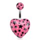 Piercing nombril UV 109 - Cœur rose avec étoiles noires