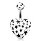 Piercing nombril UV 109 - Cœur blanc avec étoiles noires