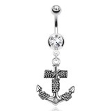 Piercing nombril ancre marine 07 - Transparent avec cordages