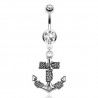 Piercing nombril ancre marine 07 - Transparent avec cordages