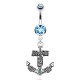 Piercing nombril ancre marine 07 - Bleu-clair avec cordages