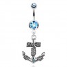 Piercing nombril ancre marine 07 - Bleu-clair avec cordages