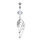 Piercing nombril ange 14 - Aile creuse avec cristaux transparents