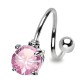 Piercing spirale cristal rond rose (29)
