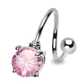 Piercing spirale 29 - Cristal rond rose