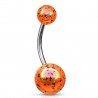 Piercing nombril UV 91 - Luisant orange avec des taches noires