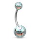 Piercing nombril UV boule bleu avec taches noires (91)
