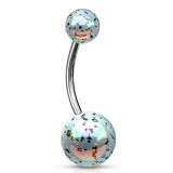 Piercing nombril UV 91 - Luisant bleu avec des taches noires