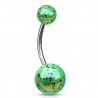 Piercing nombril UV 91 - Luisant vert avec des taches noires