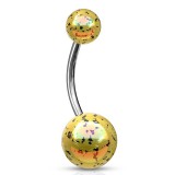 Piercing nombril UV 91 - Luisant jaune avec des taches noires