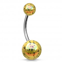 Piercing nombril UV 91 - Luisant jaune avec des taches noires