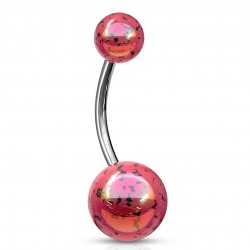 Piercing nombril UV 91 - Luisant rose avec des taches noires
