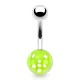 Piercing nombril UV 04 - Acrylique transparent avec dé vert-pomme