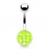 Piercing nombril UV boule acrylique transparent vert pomme (04)