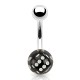 Piercing nombril UV 04 - Acrylique transparent avec dé noir
