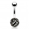 Piercing nombril UV 04 - Acrylique transparent avec dé noir