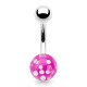 Piercing nombril UV banane basique avec embout boule transparent lilas (04)