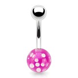 Piercing nombril UV 04 - Acrylique transparent avec dé lilas