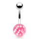 Piercing nombril UV 04 - Acrylique transparent avec dé rose