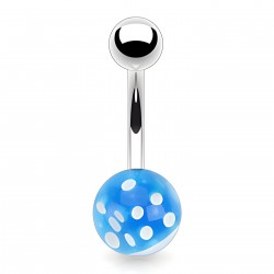 Piercing nombril UV 04 - Acrylique transparent avec dé bleu