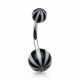 Piercing nombril UV motif beach ball noir (06)