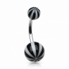 Piercing nombril UV motif beach ball noir (06)
