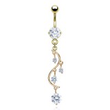 Piercing nombril plaqué-or 19 - Chandelier avec cristaux transparents