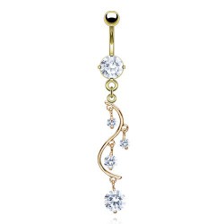 Piercing nombril plaqué-or 19 - Chandelier avec cristaux transparents
