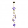 Piercing nombril plaqué-or 19 - Chandelier avec cristaux lilas