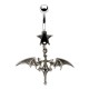 Piercing nombril gothique 22 - Chauve-souris et croix cristaux noirs