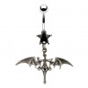 Piercing nombril gothique 22 - Chauve-souris et croix cristaux noirs