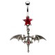 Piercing nombril gothique 22 - Chauve-souris et croix cristaux rouges